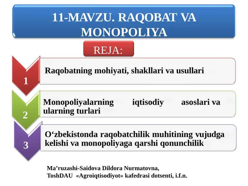 Raqobat va Monopoliya 1