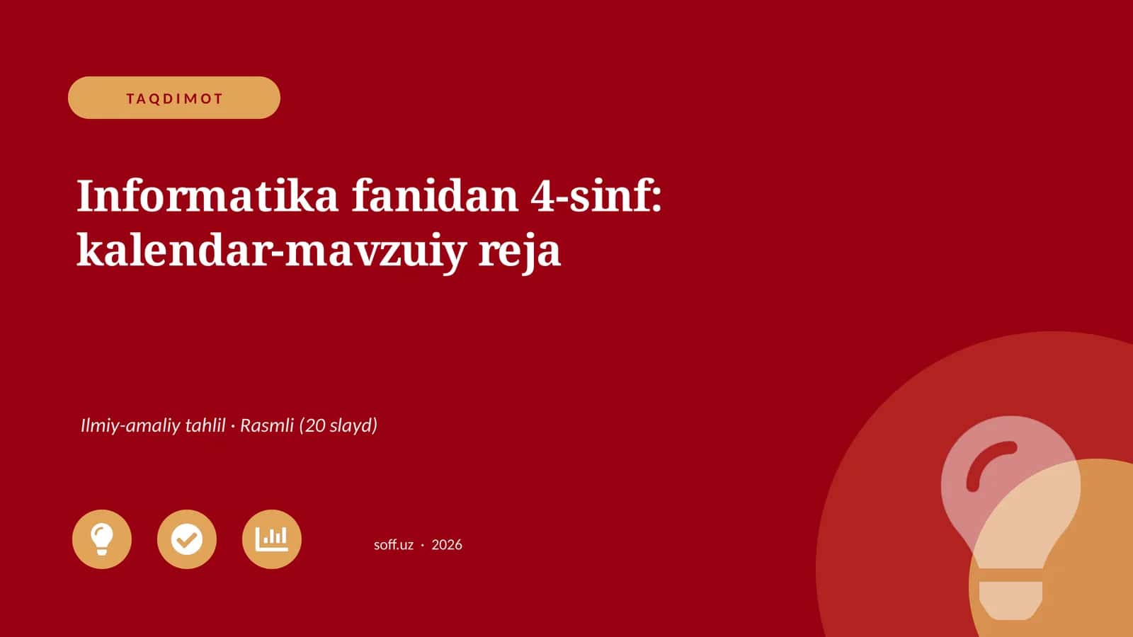 Informatika fanidan 4-sinf: kalendar-mavzuiy reja 1