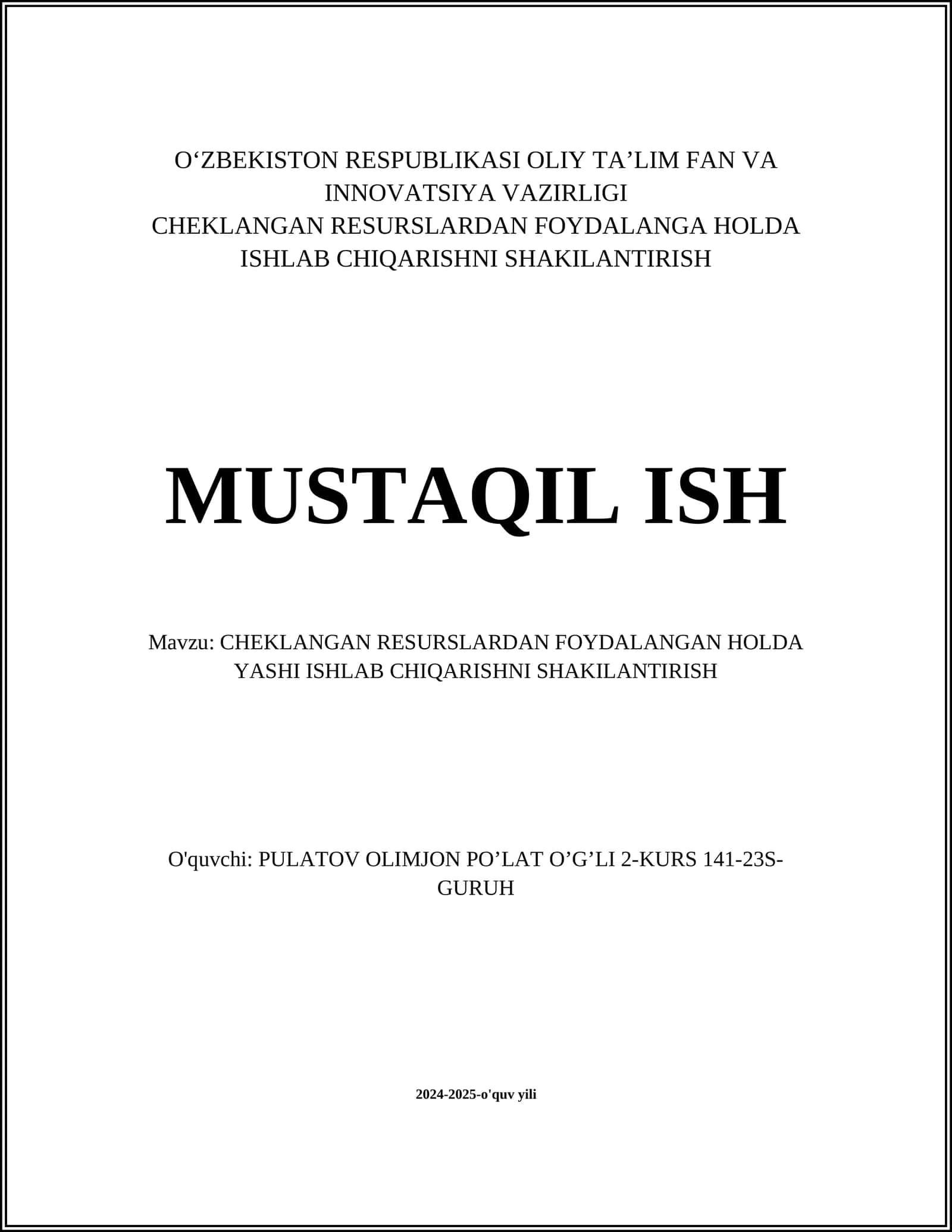 Barqaror qishloq xo‘jaligini rivojlantirish 1