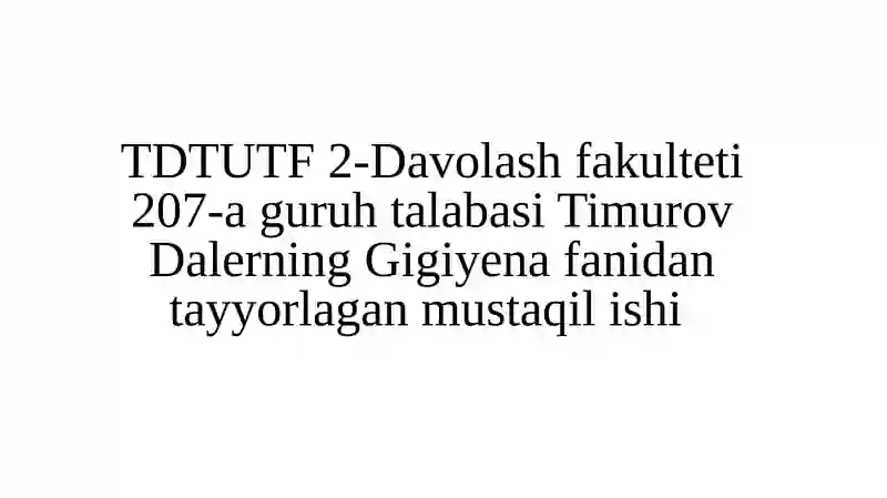 Endemik kasalliklarni oldini olishning gigiyenik asoslari
