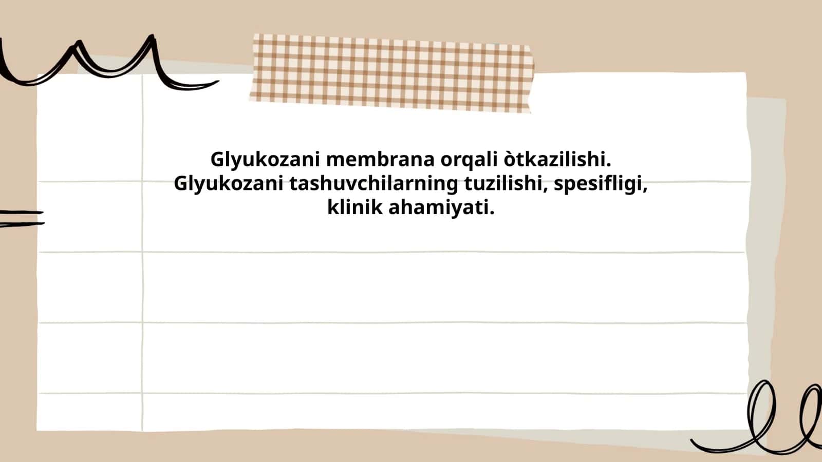 Glyukozani membrana orqali òtkazilishi. Glyukozani tashuvchilarning tuzilishi, spesifligi, klinik ahamiyati 1