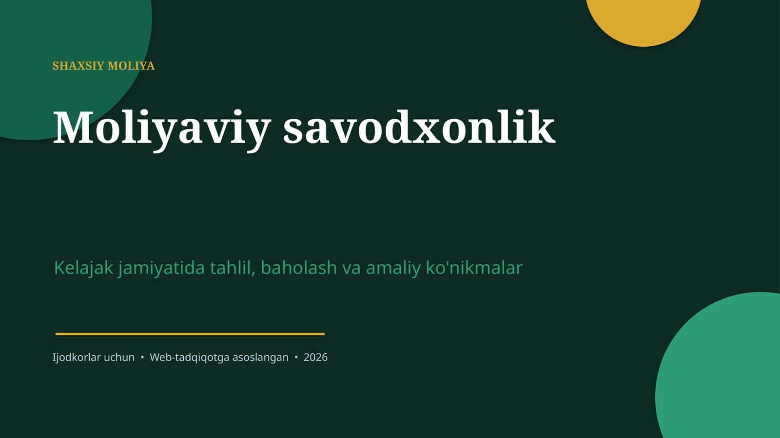 SHAXSIY MOLIYA 1