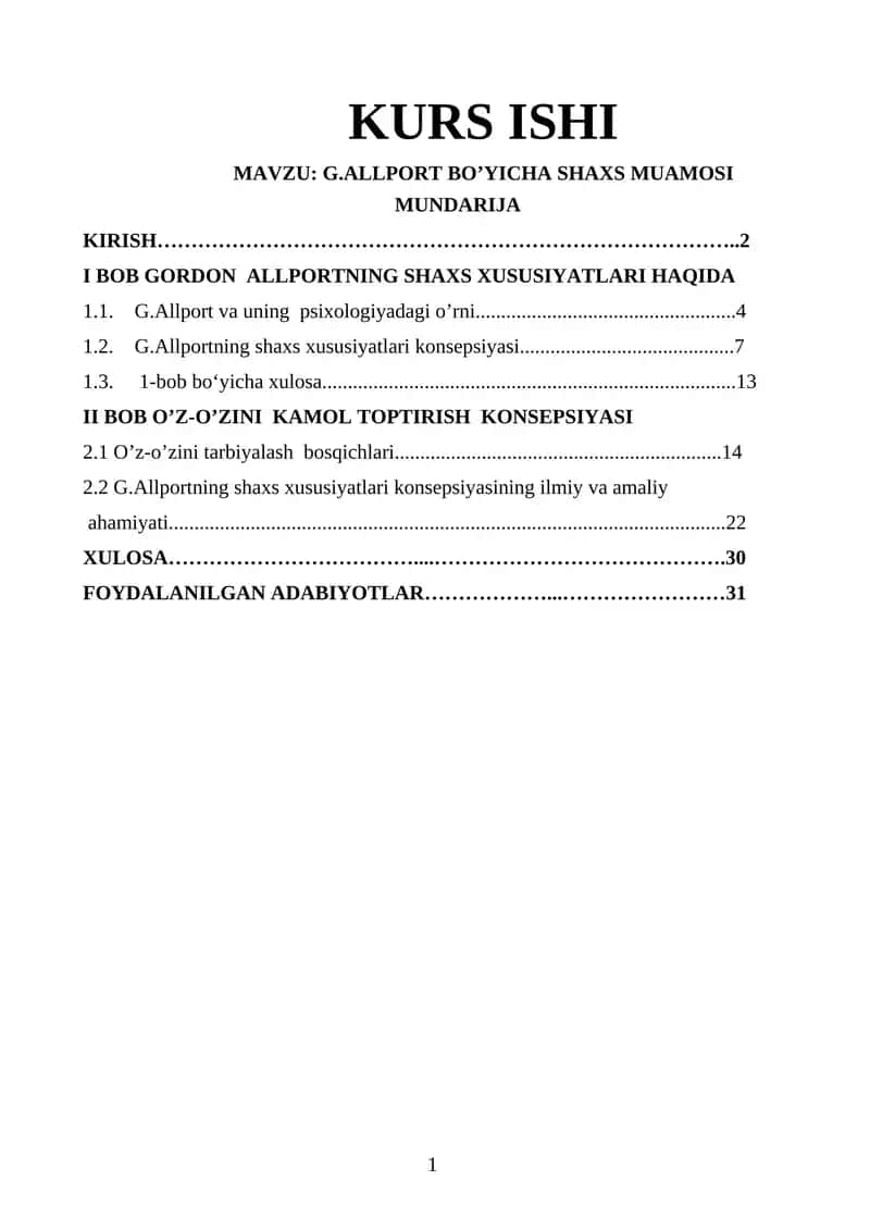 G.ALLPORT BO’YICHA SHAXS MUAMOSI 1