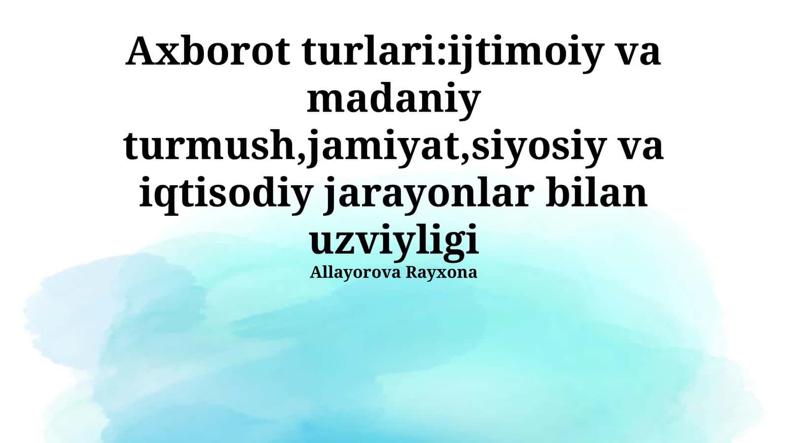 Iqtisodiy Jarayonlar To'g'risidagi Axborot 1