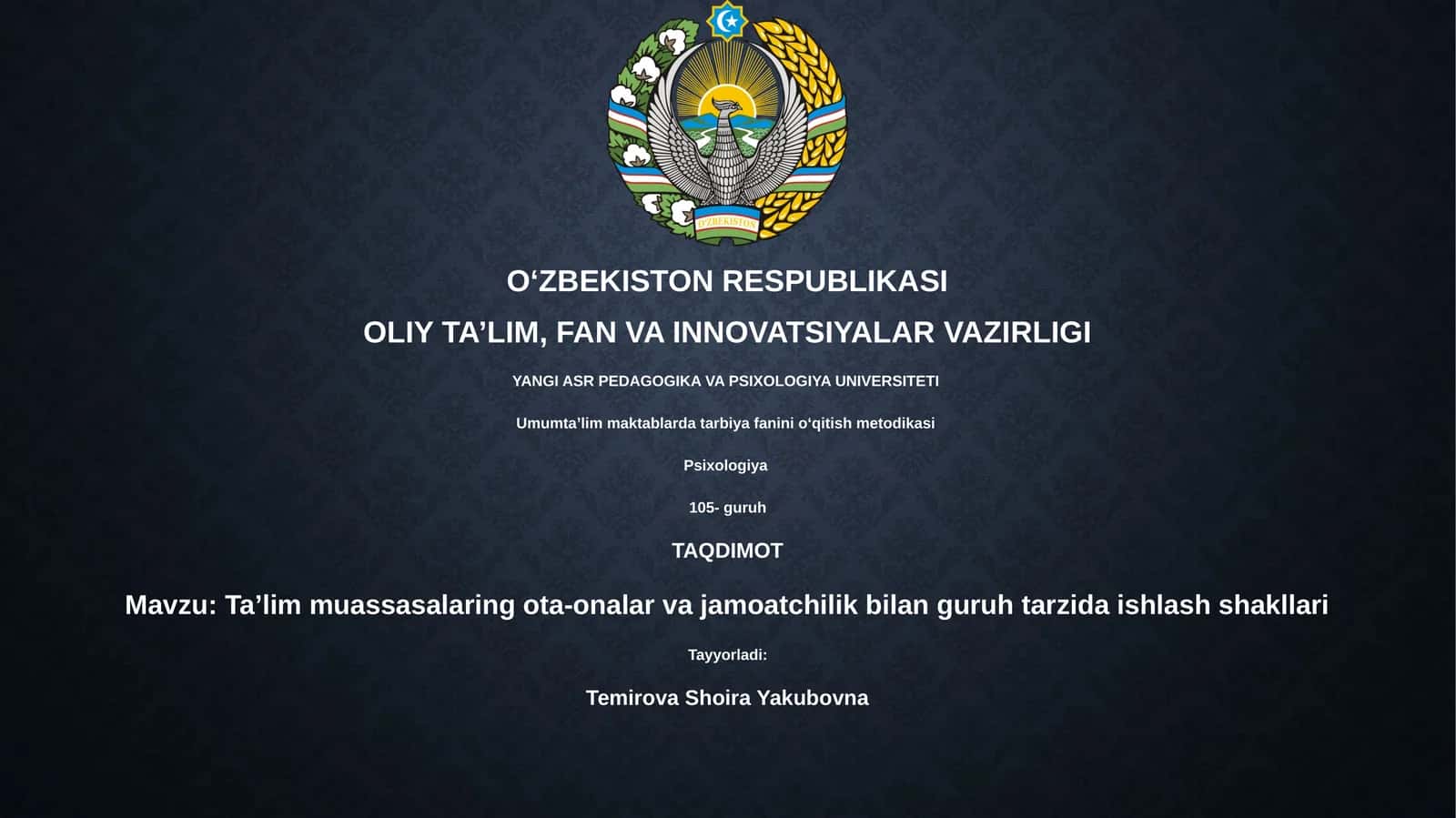 Taʼlim muassasalaring ota-onalar va jamoatchilik bilan guruh tarzida ishlash shakllari 1