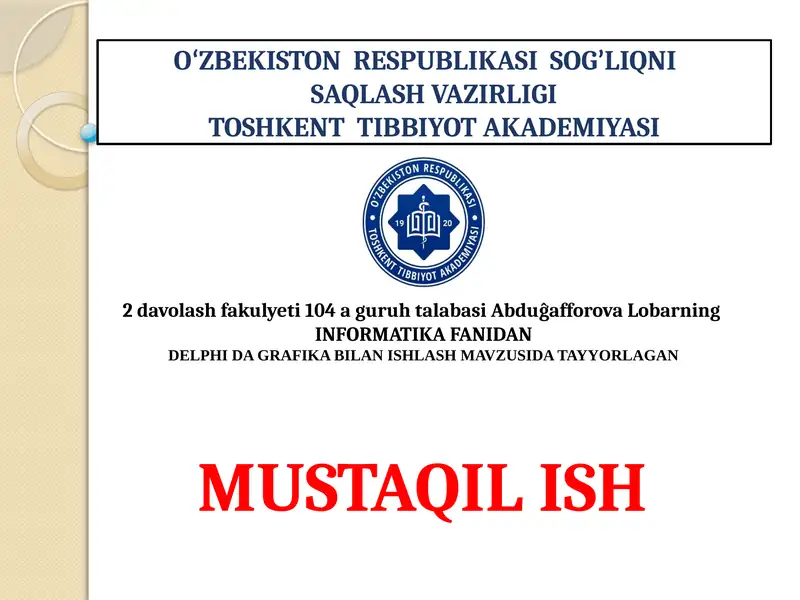 DELPHI DA GRAFIKA BILAN ISHLASH 1