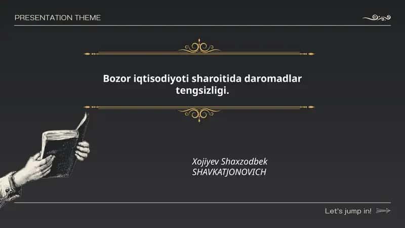 Bozor iqtisodiyoti sharoitida daromadlar tengsizligi 1