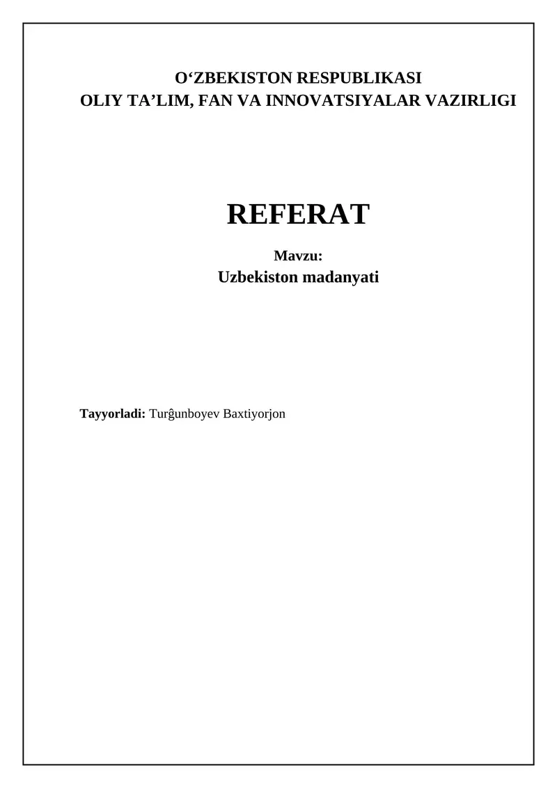 O'zbekiston madaniyati 1