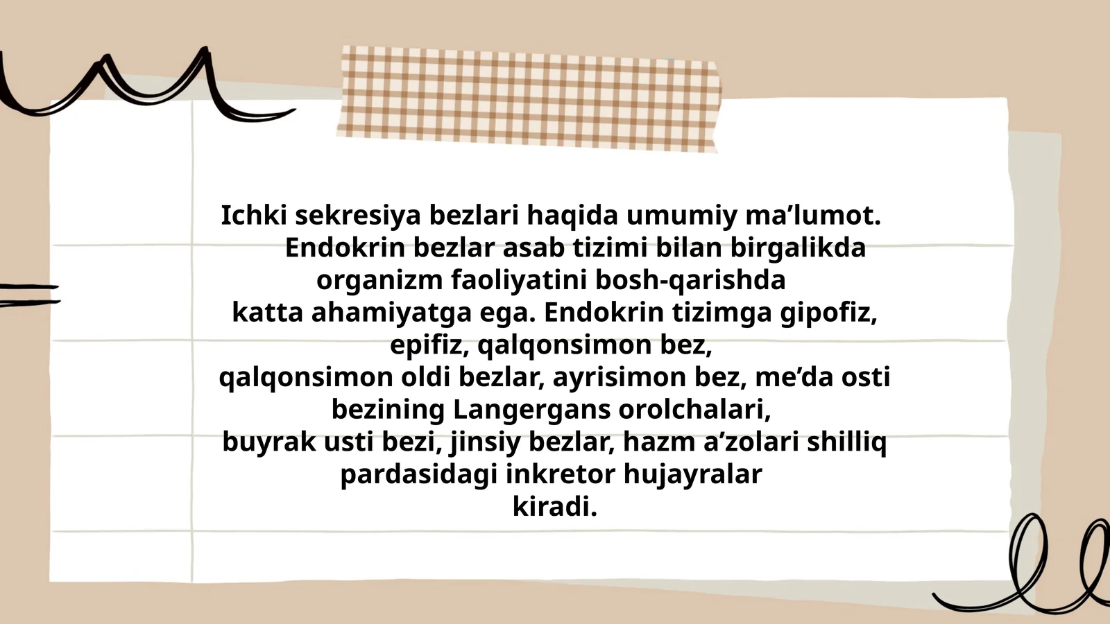 Ichki sekresiya bezlari haqida umumiy ma’lumot 1