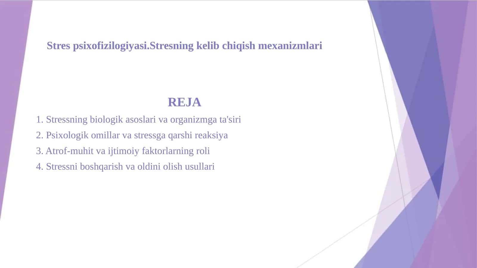 Strespsixofizilogiyasi.Stresningkelibchiqishmexanizmlari 1