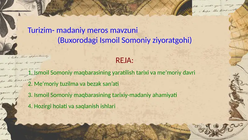 Turizm-madaniy meros mazmuni 1