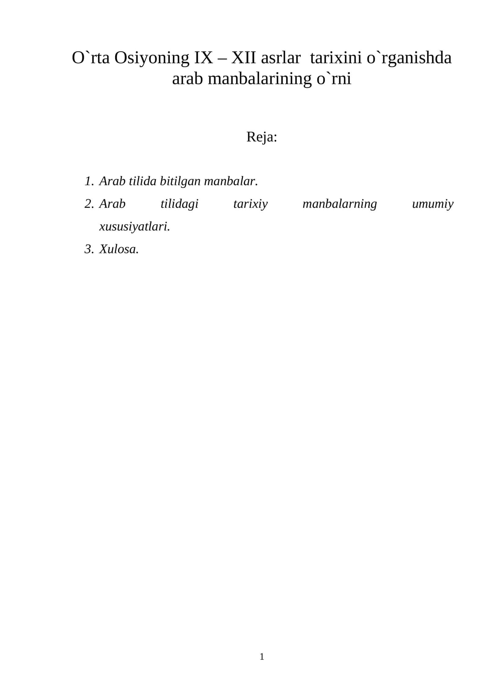 Arab Tilida Bitilgan Manbalar 1