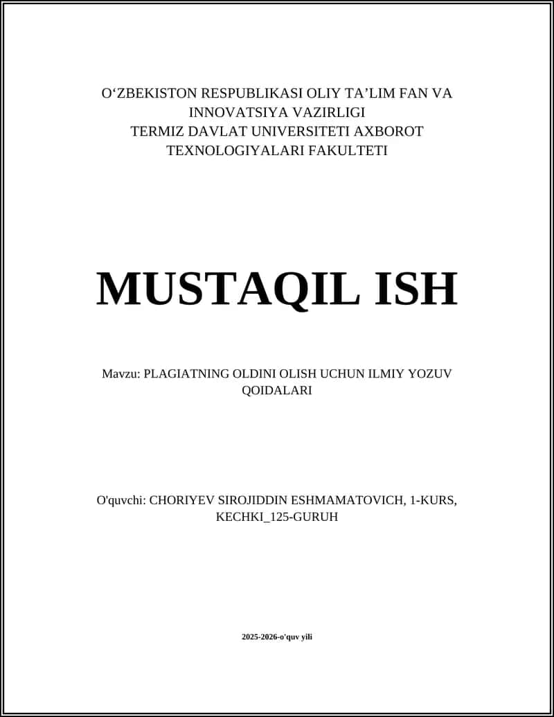 PLAGIATNING OLDINI OLISH UCHUN ILMIY YOZUV QOIDALARI 1