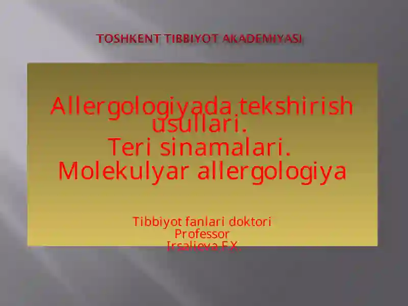 Allergologiyada tekshirish usullari
