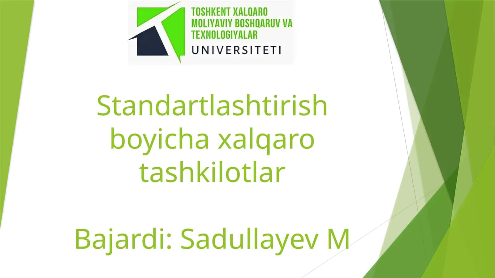 Standartlashtirish boyicha xalqaro tashkilotlar 1