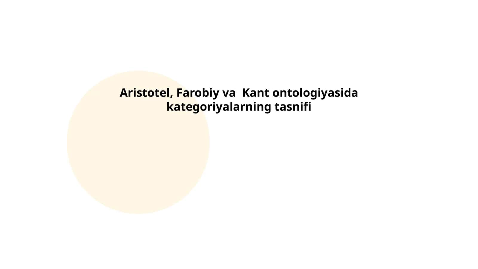 Aristotel, Farobiy va Kant ontologiyasida kategoriyalarning tasnifi 1