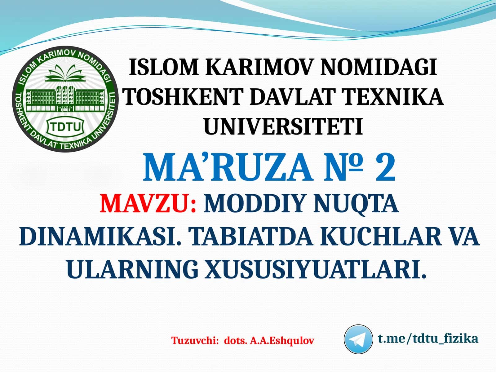 Moddiy nuqta dinamikasi 1