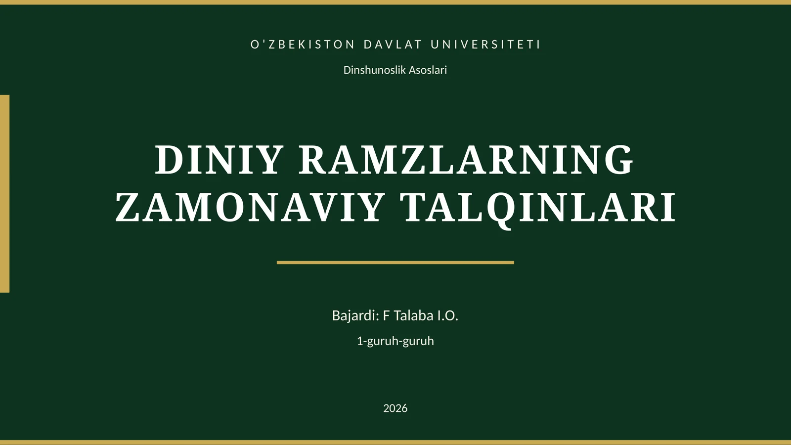 DINIY RAMZLARNING ZAMONAVIY TALQINLARI 1