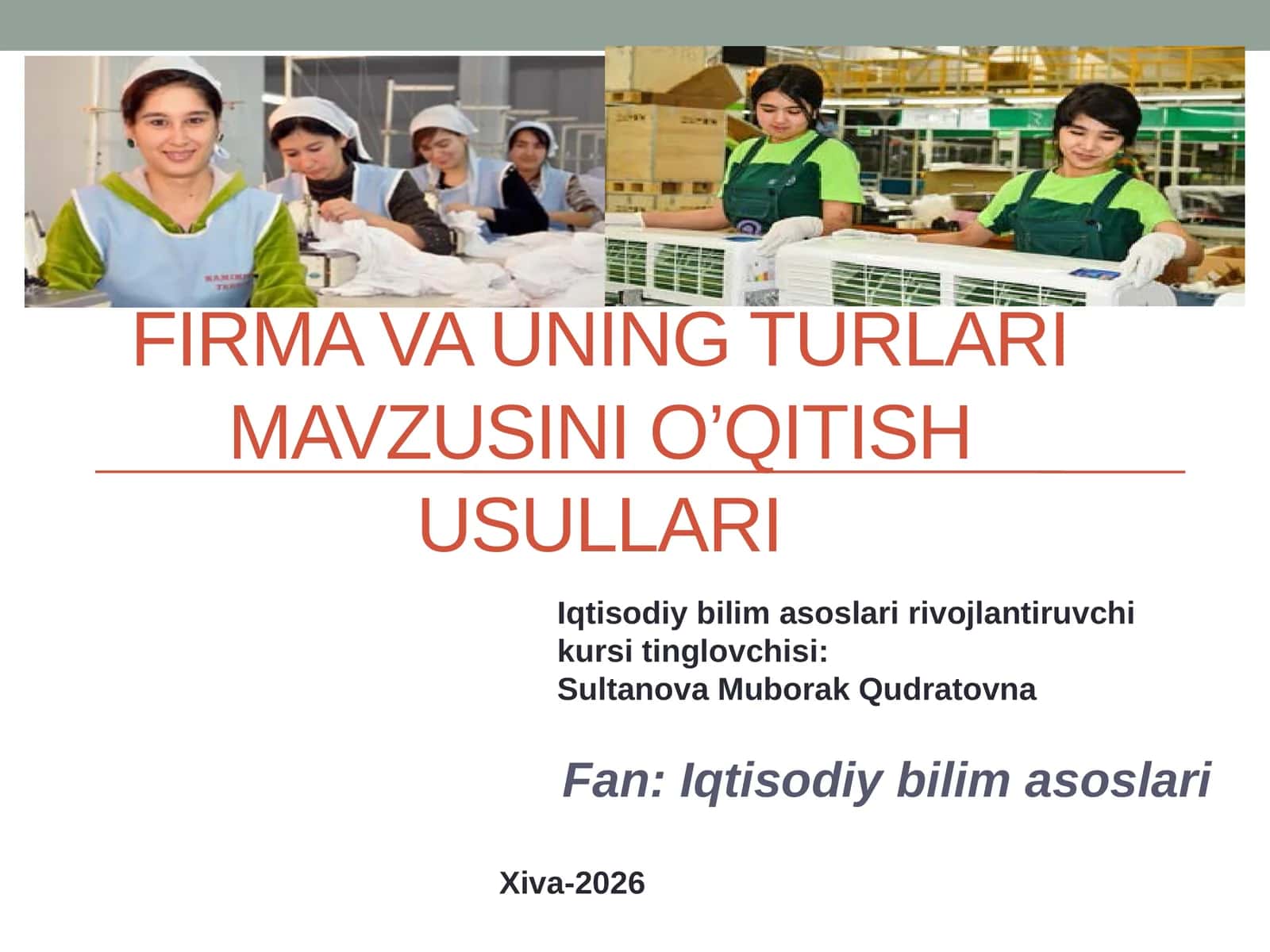 Firmavauning turlari mavzusi 1