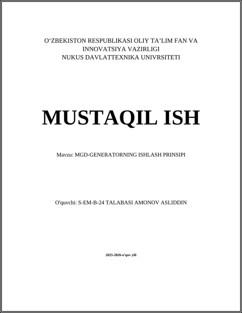 MGD-GENERATORNING ISHLASH PRINSIPI 1