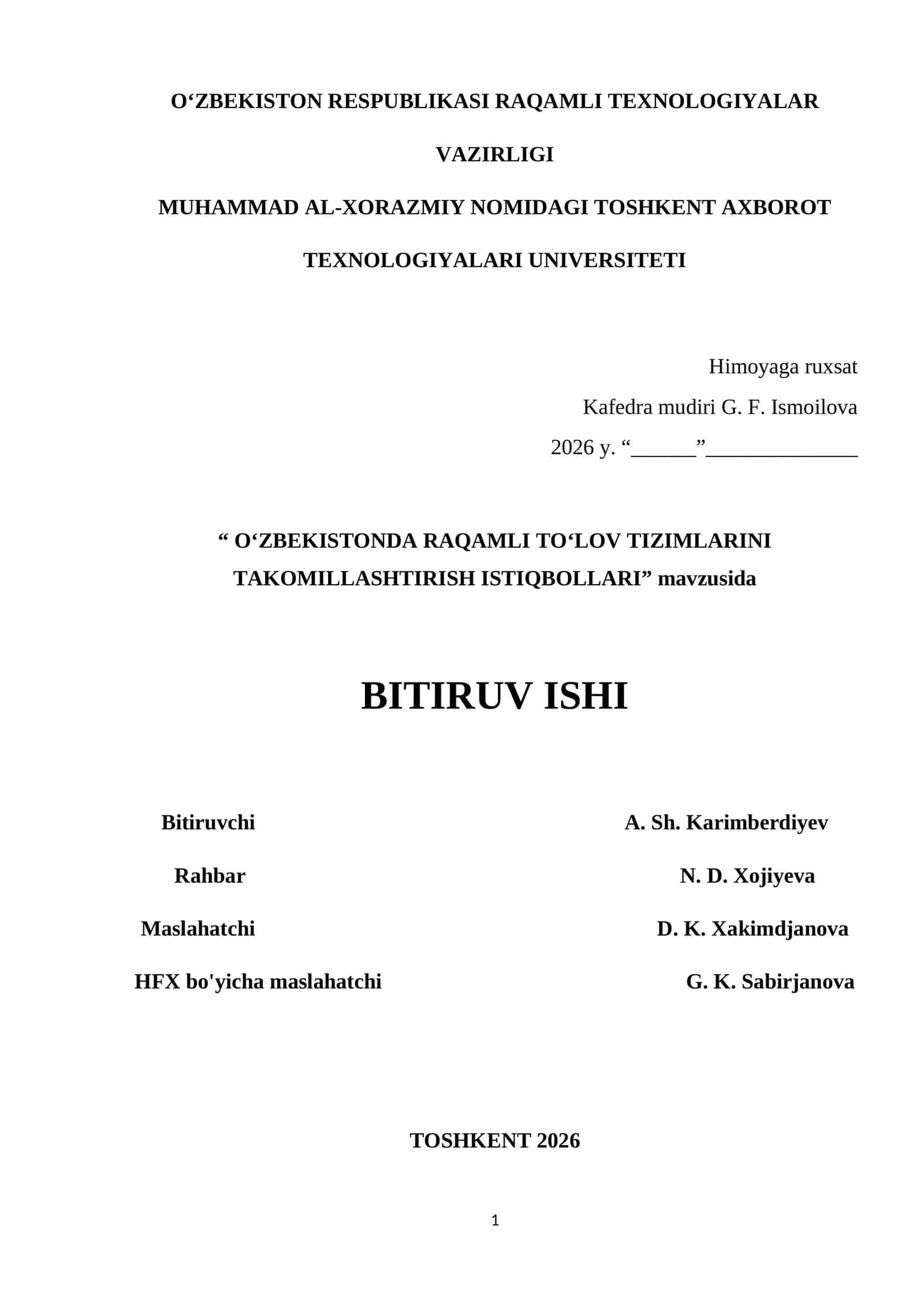 ОʻZBEKISTОN RESPUBLIKАSI RАQАMLI TEXNОLОGIYАLАR VАZIRLIGI 1
