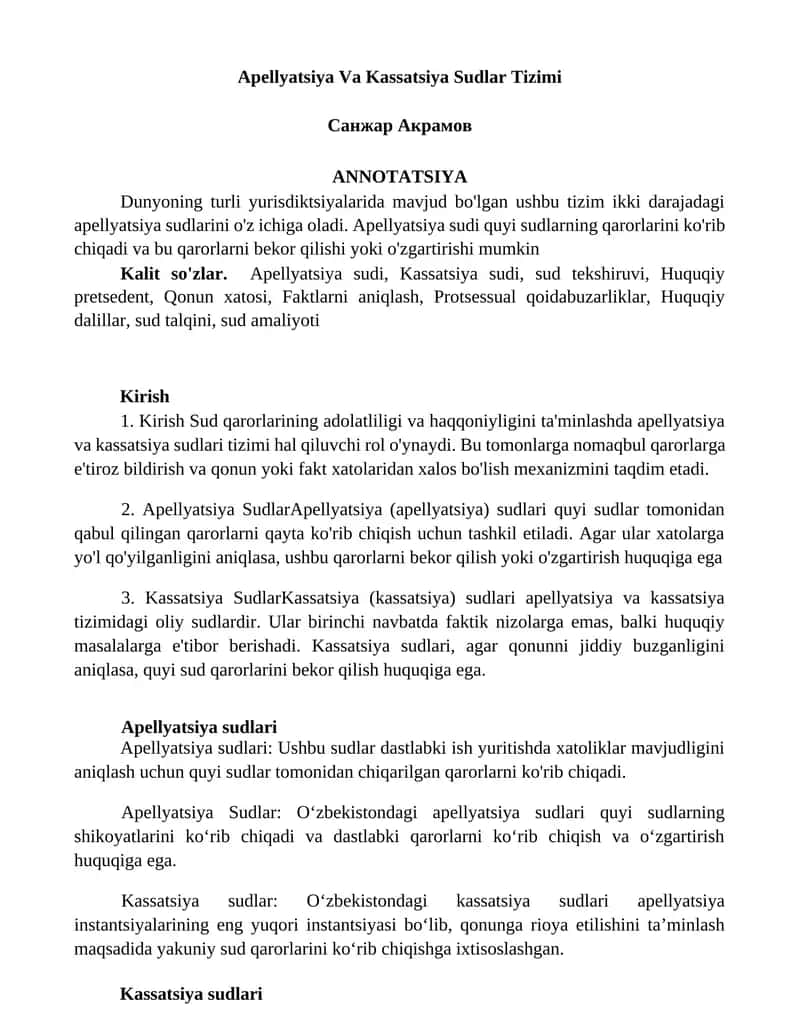 Apellyatsiya Va Kassatsiya Sudlar Tizimi 1