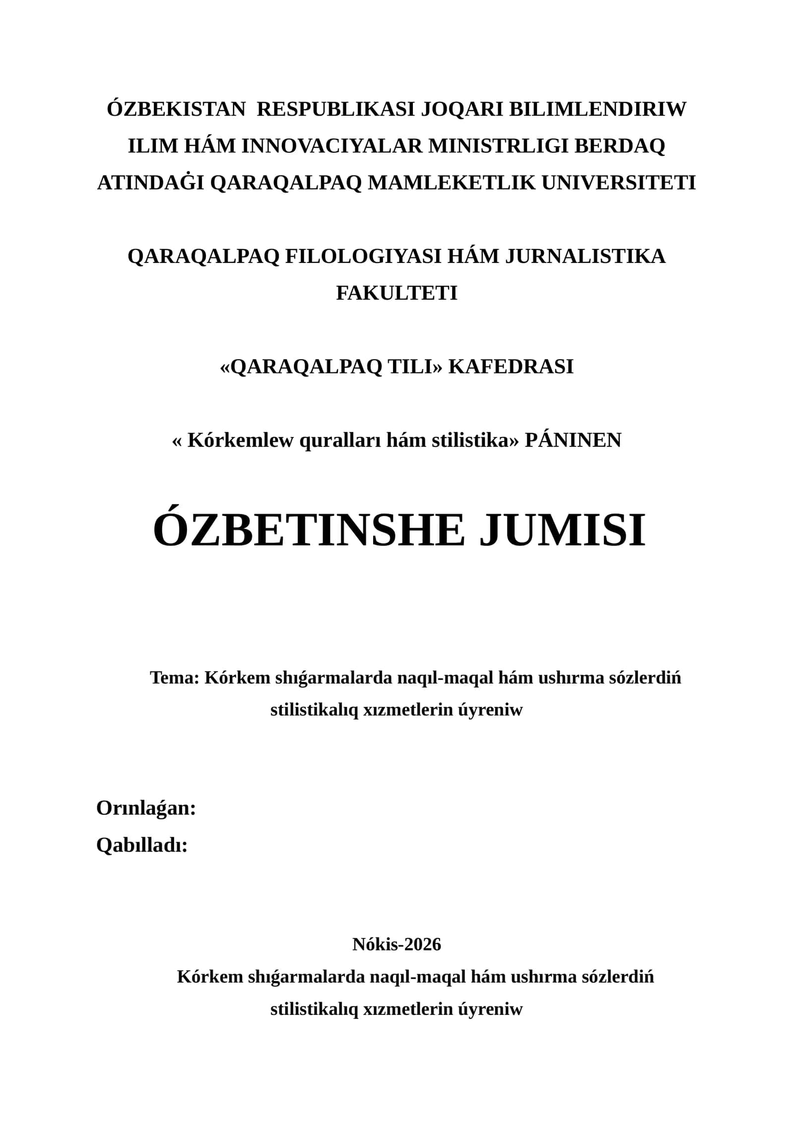 QARAQALPAQ TILI 1