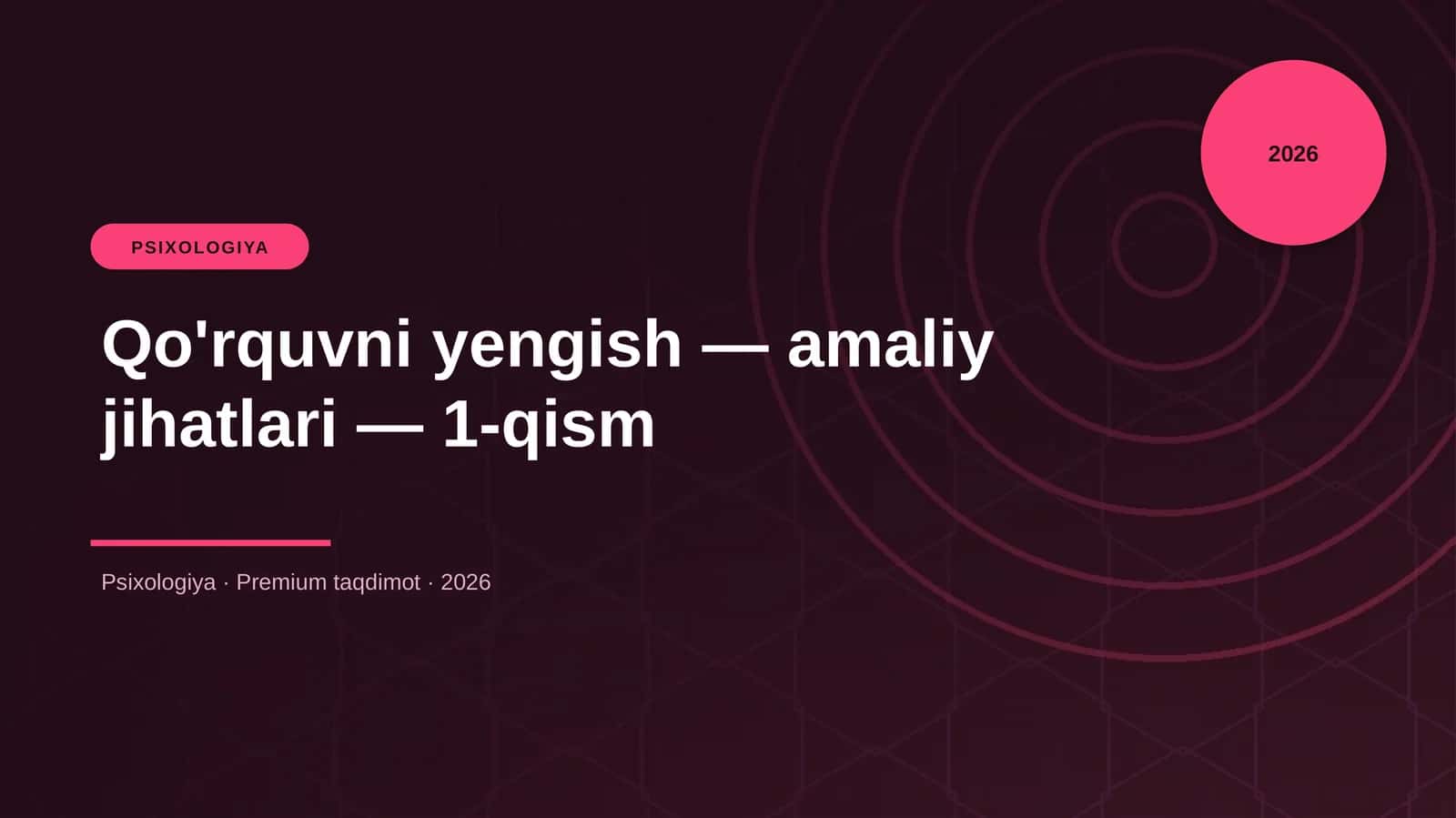 Qo'rquvni yengish — amaliy jihatlari — 1-qism 1