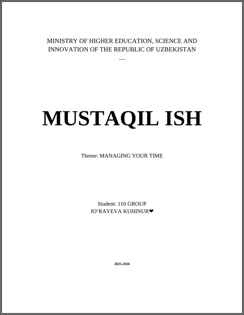 MANAGEMENT OF TIME 1