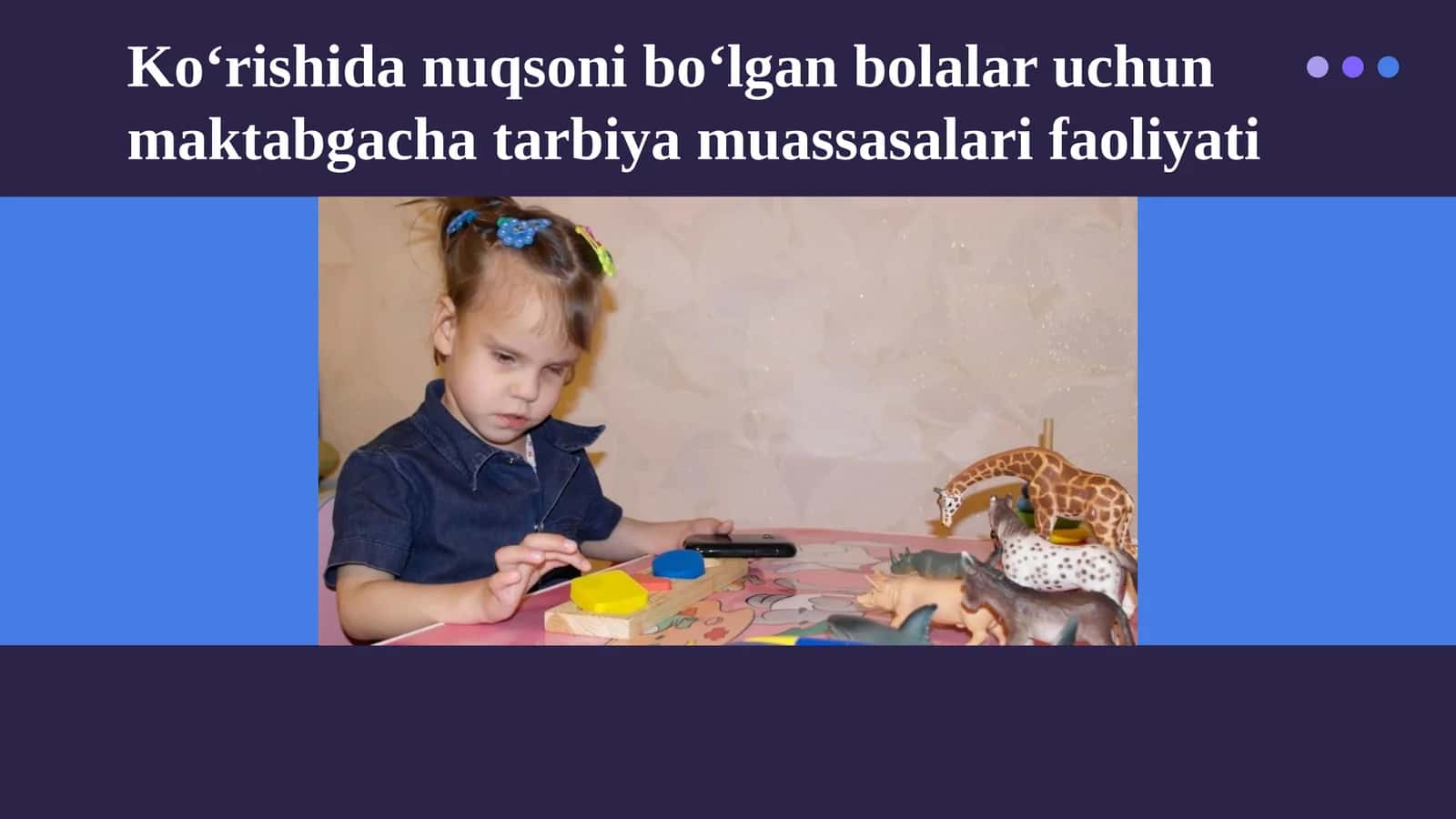 Ko‘rishidan uqsonib o‘lgan bolalar uchun maktabgacha tarbiya muassasalari faoliyati 1