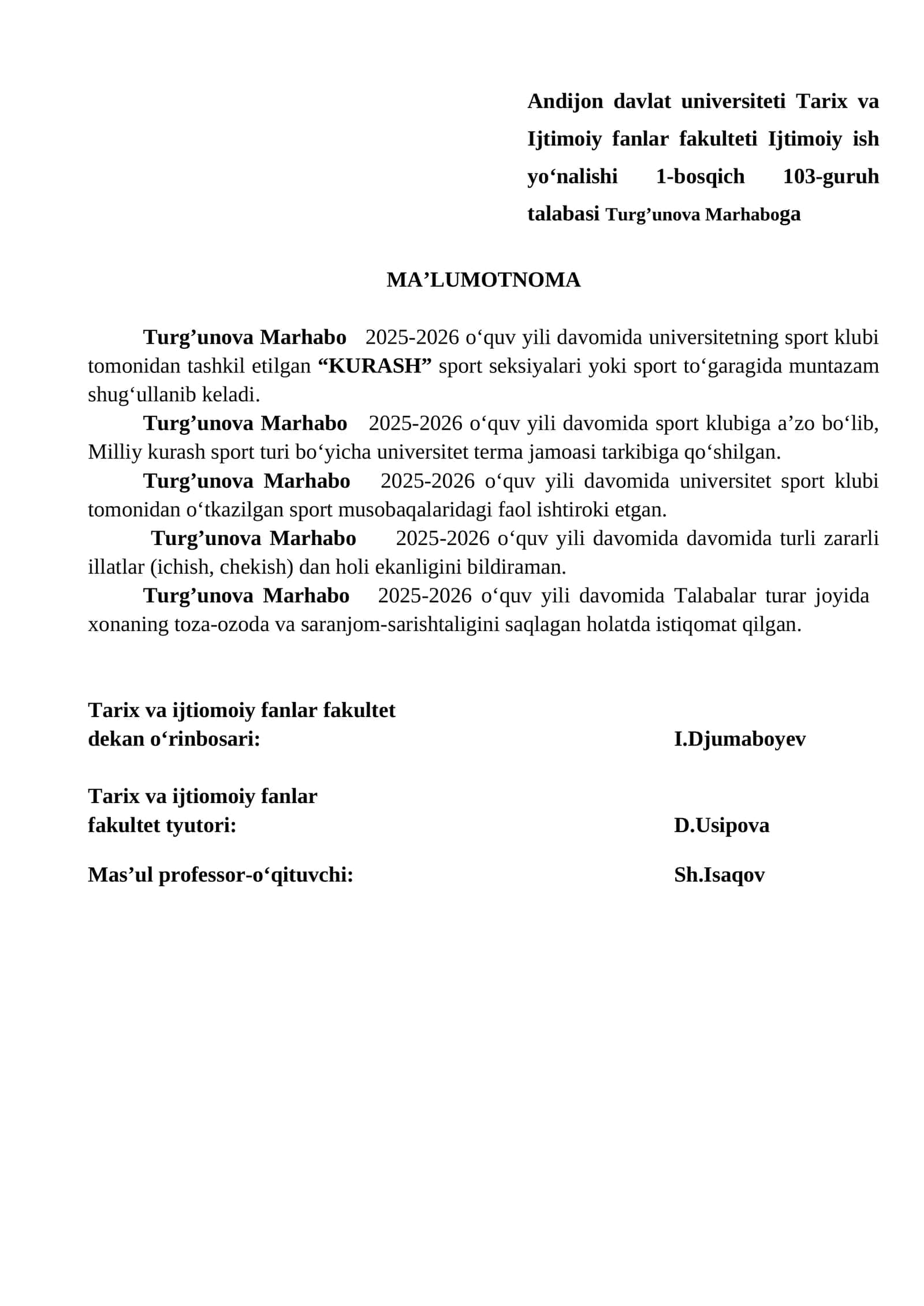 Ma’lumotnoma Turg’unova Marhabo 1