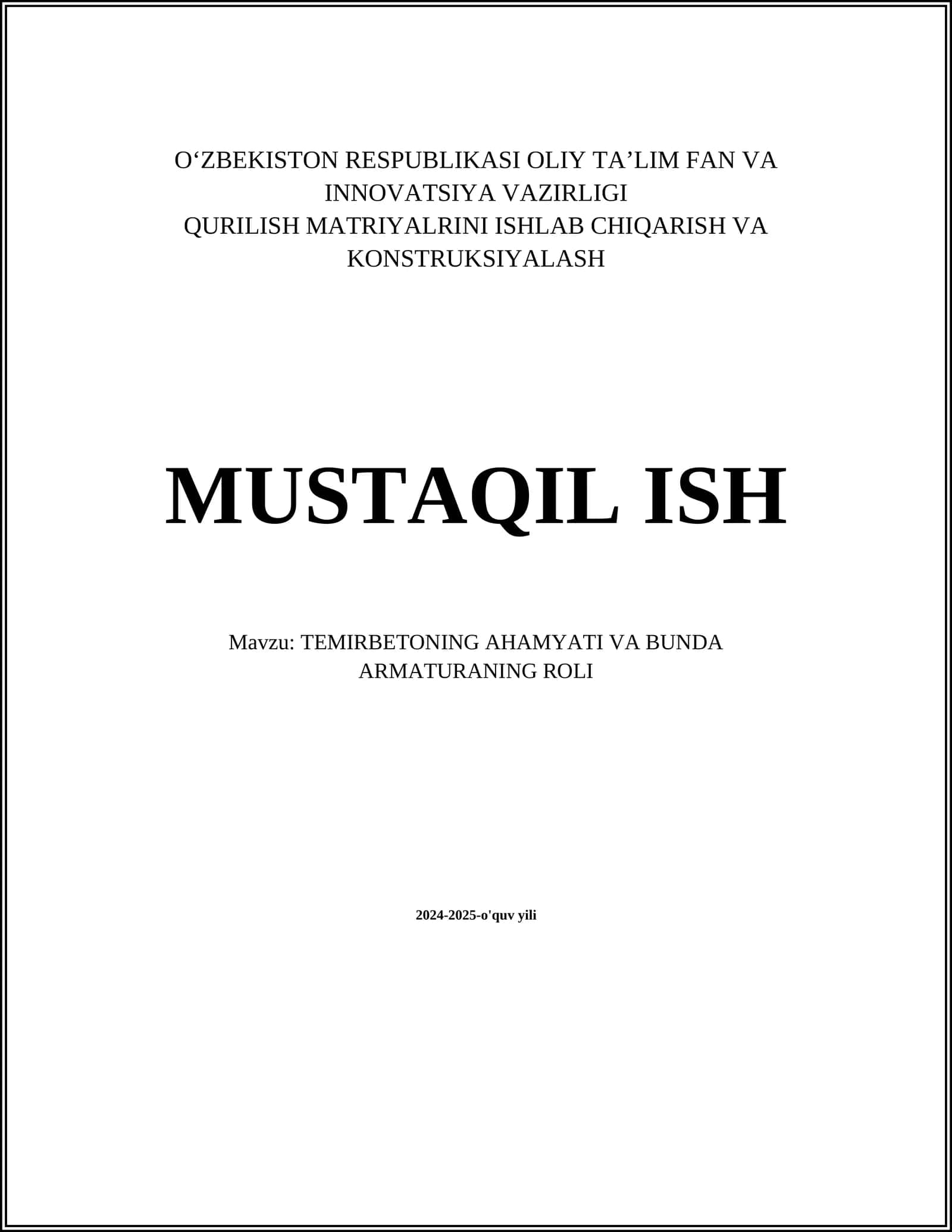 TEMIRBETONING AHAMYATI VA BUNDA ARMATURANING ROLI 1