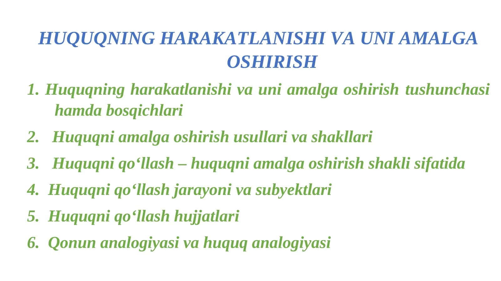 HUQUQNING HARAKATLANISHI VA UNI AMALGA OSHIRISH 1