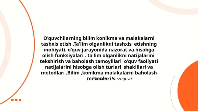 O'quvchilarning bilim konikma va malakalarni tashxis etish 1