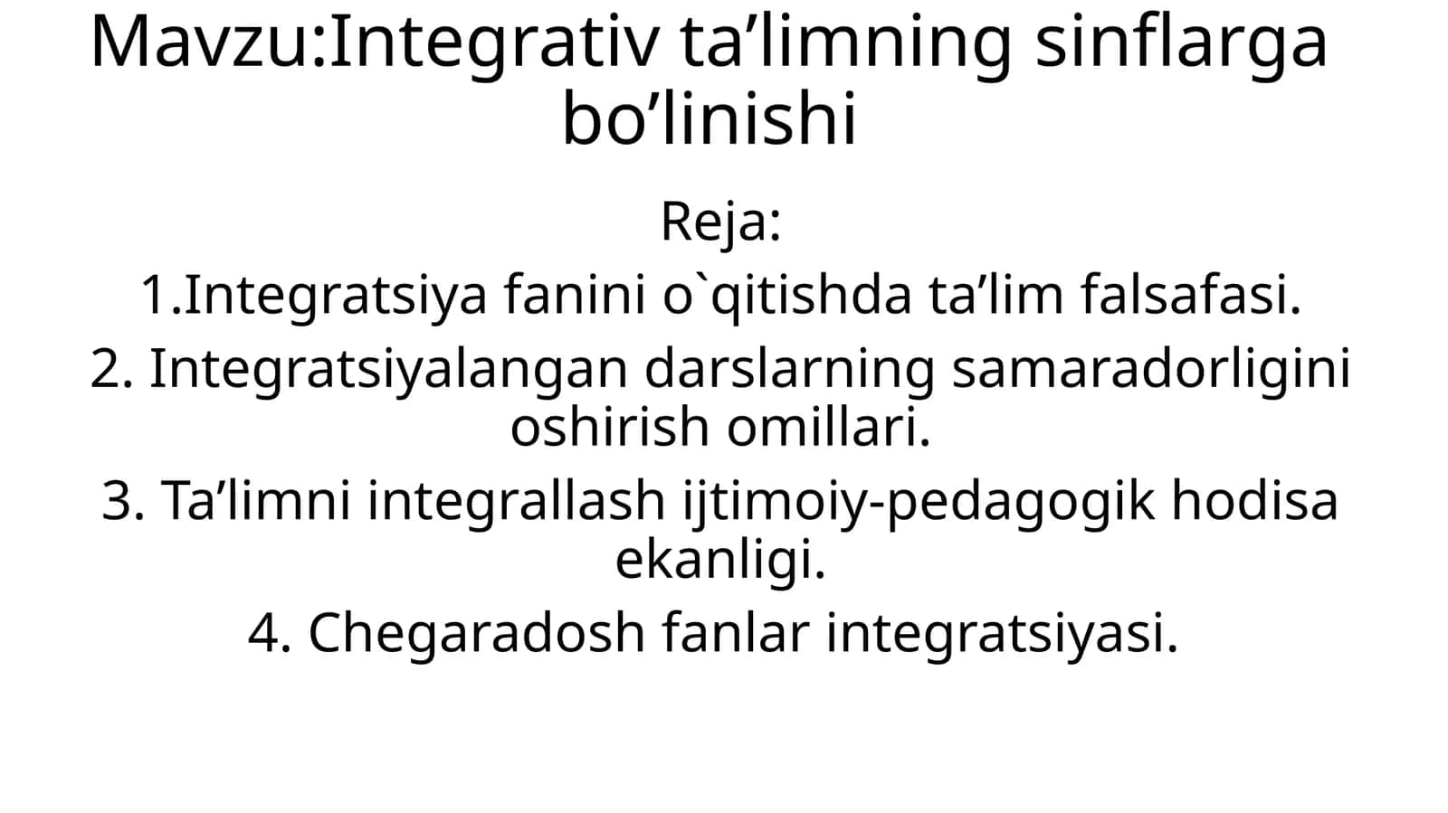 Integrativta’limning sinflar gabo’linishi 1