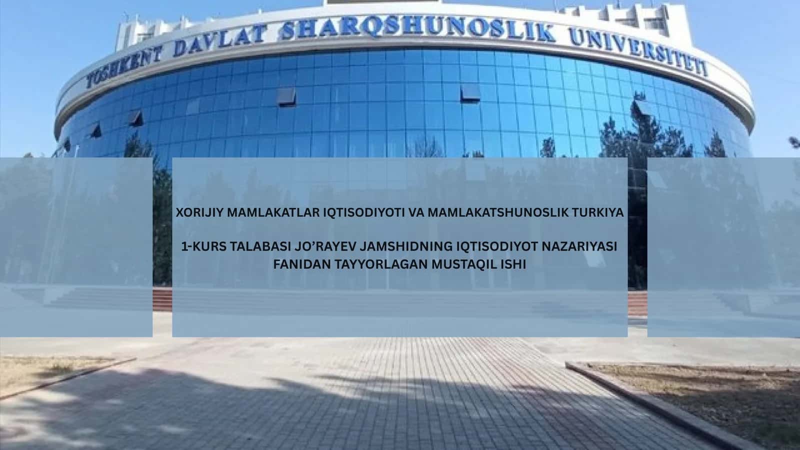 Iqtisodiyot Nazariyasi Fanidan Tayyorlagan Mustaqil Ishi 1