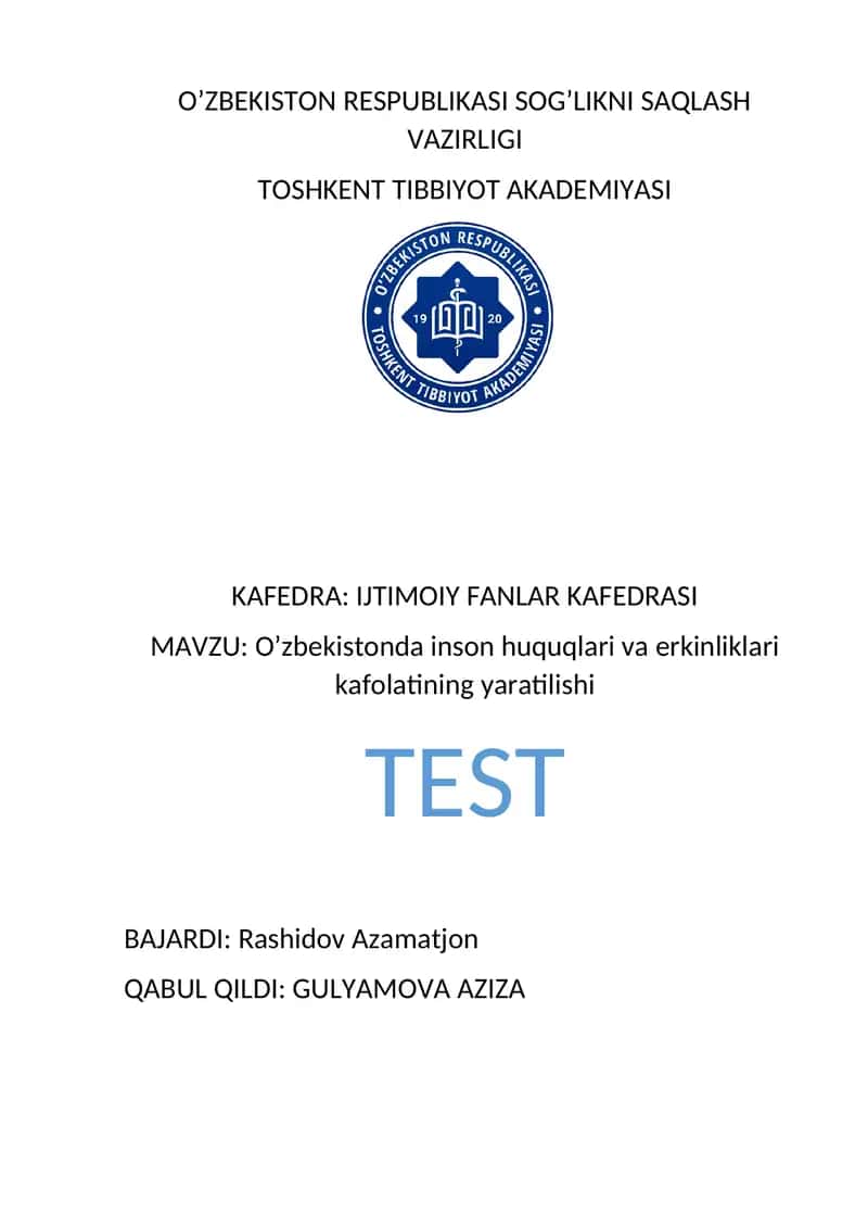 O'zbekistonda inson huquqlari va erkinliklari kafolatining yaratilishi 1