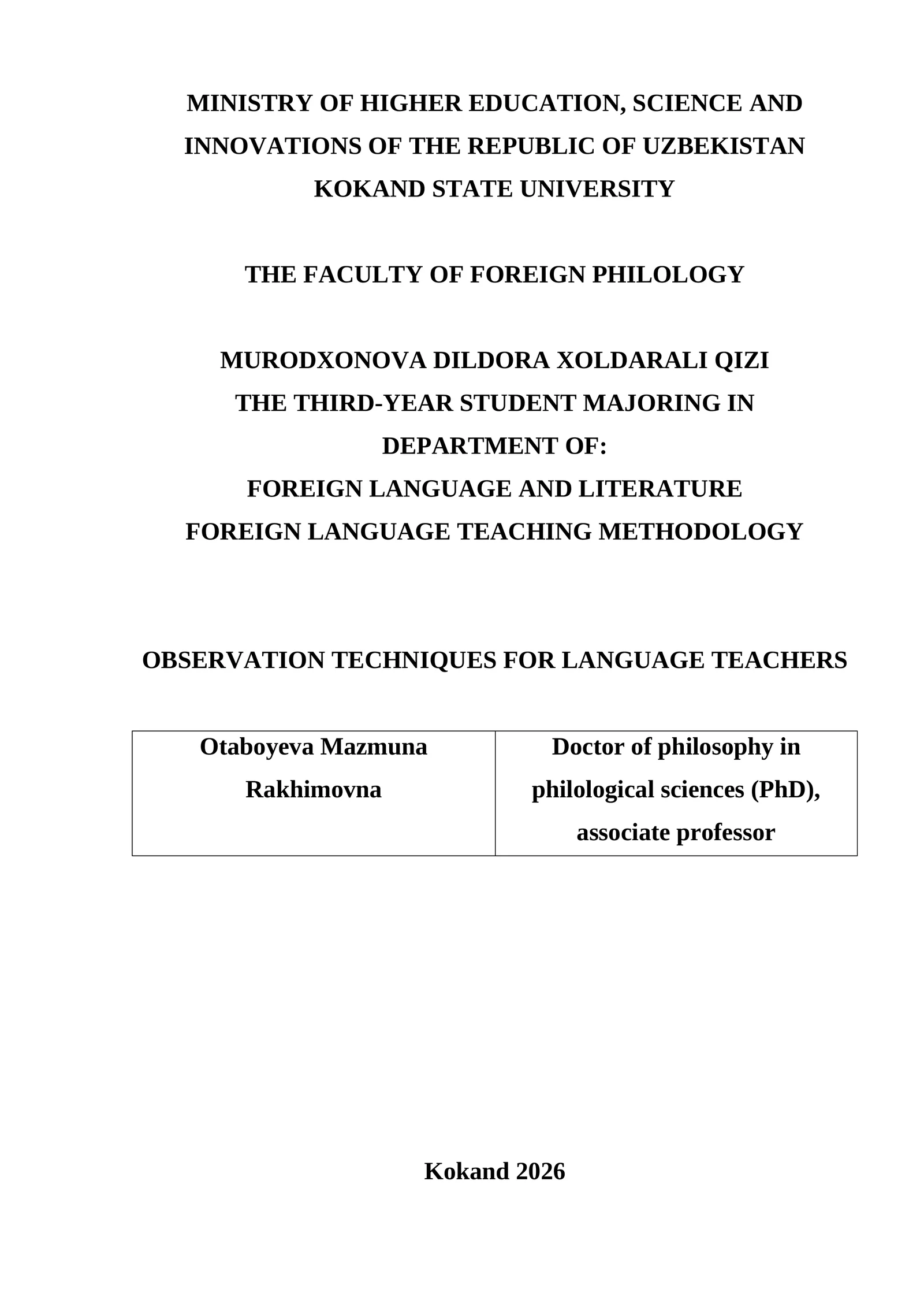 Observation Techniques for Language Teachers 1