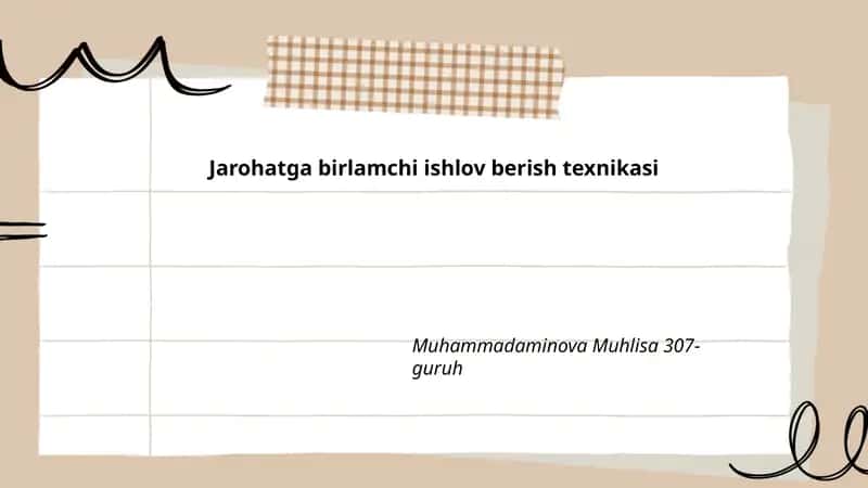 Jarohatga birlamchi ishlov berish texnikasi 1