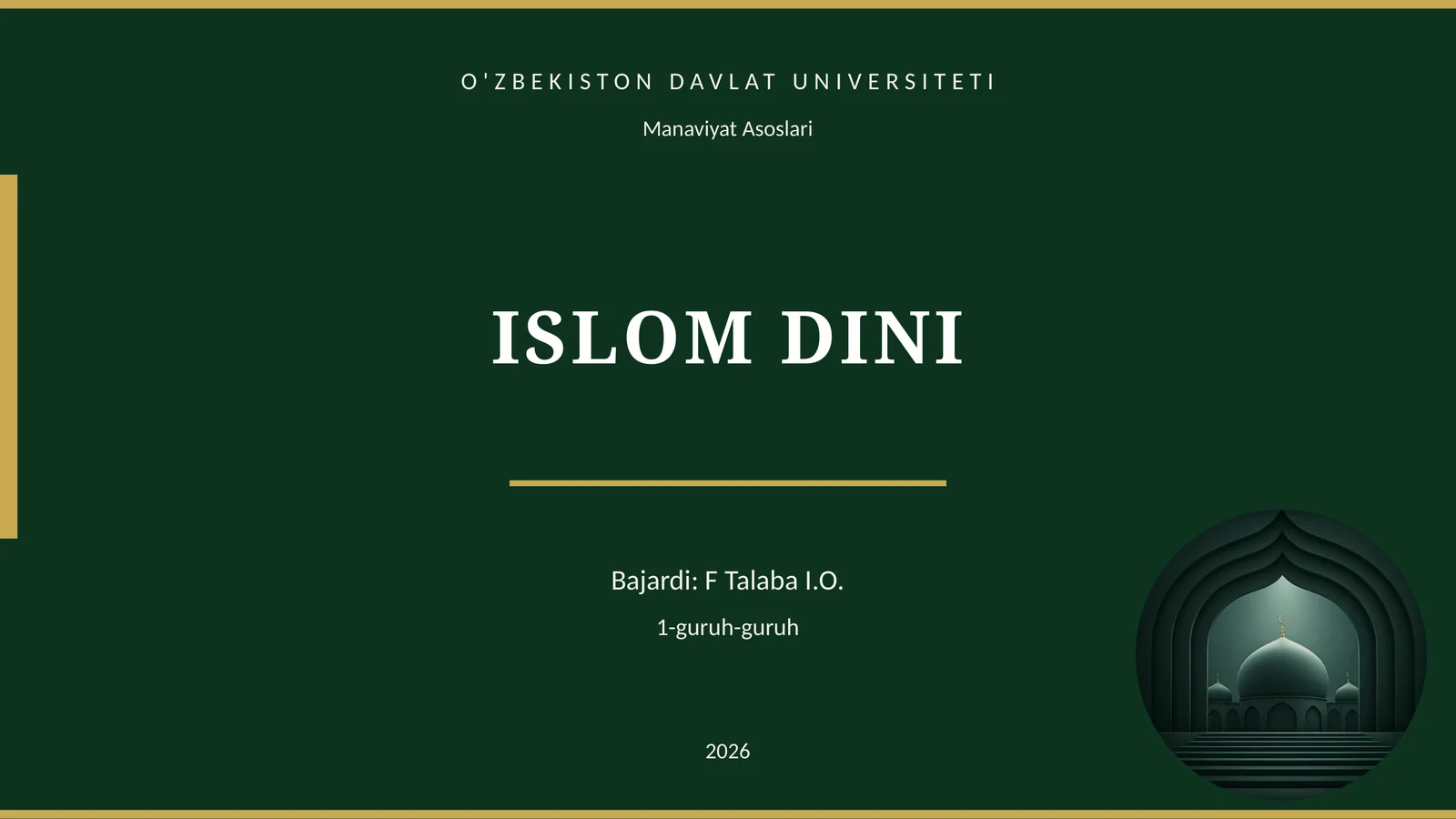 ISLOM DINI 1