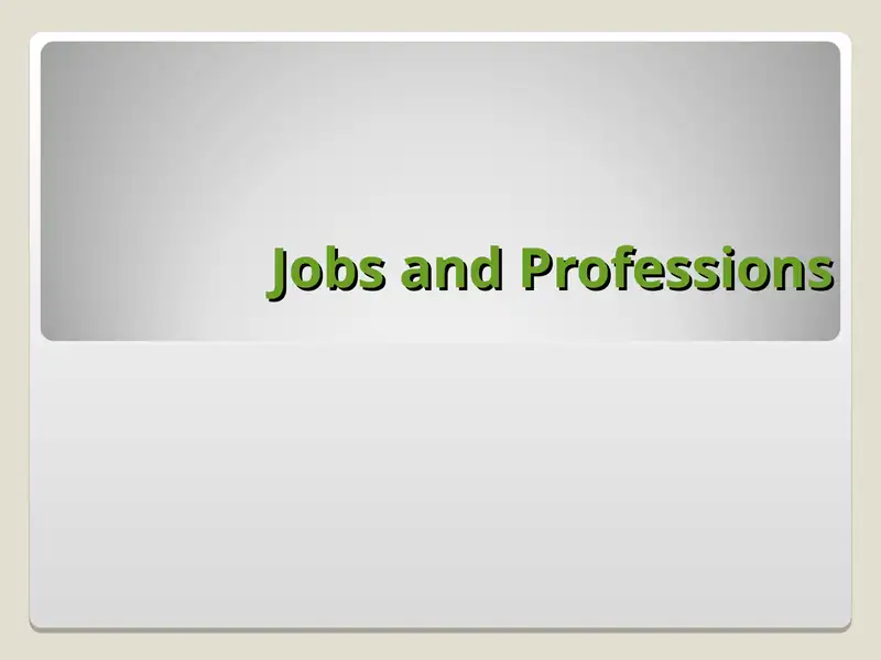 Jobs and Professions 1