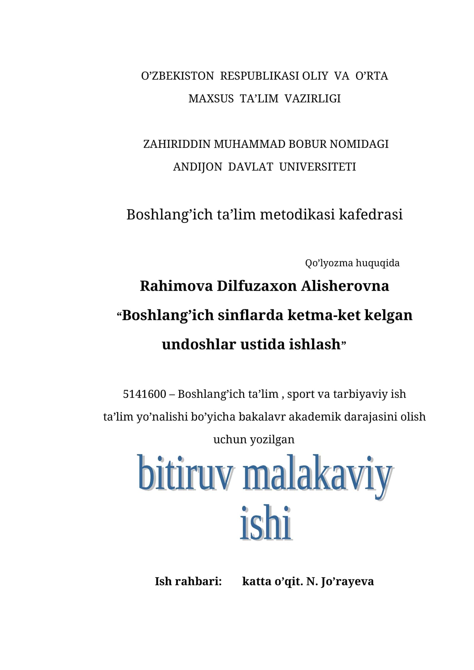 Boshlang'ich sinflarda ketma-ket kelgan undoshlar ustida ishlash 1