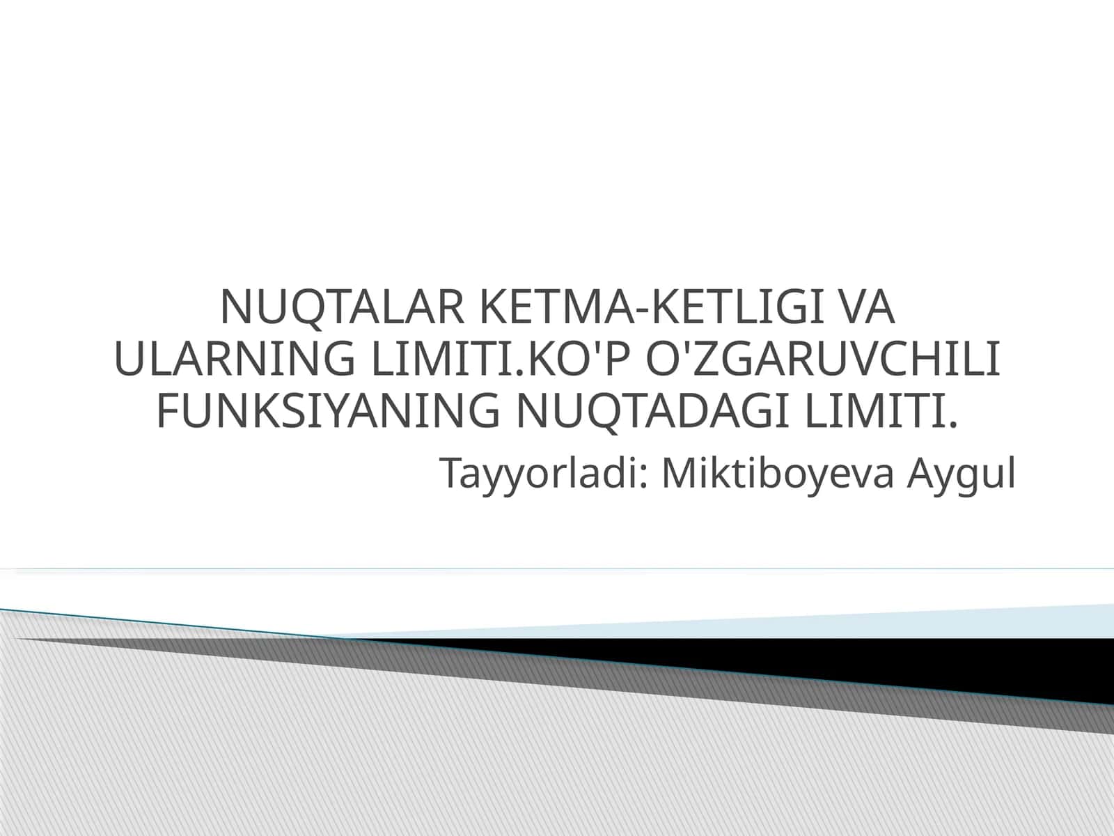 NUQTALAR KETMA-KETLIGI VA ULARNING LIMITI.KO'P O'ZGARUVCHILIFUNKSIYANING NUQTADAGI LIMITI 1