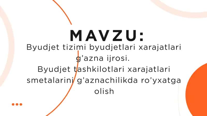 Byudjet tizimi byudjetlari xarajatlari g’azna ijrosi.  Byudjet tashkilotlari xarajatlari smetalarini g’aznachilikda ro’yxatga olish 1
