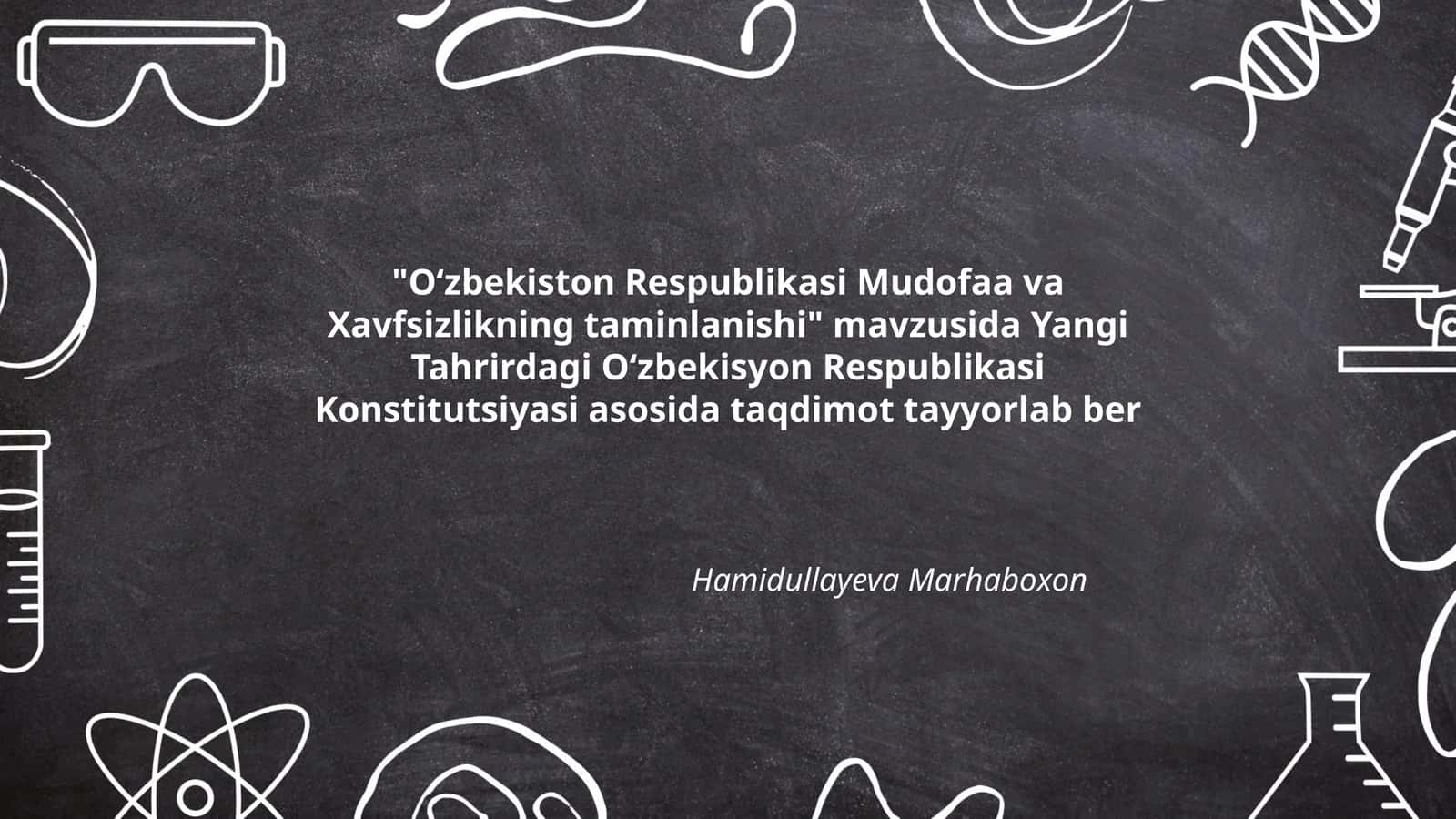 Oʻzbekiston Respublikasi Mudofaa va Xavfsizlikning taminlanishi 1