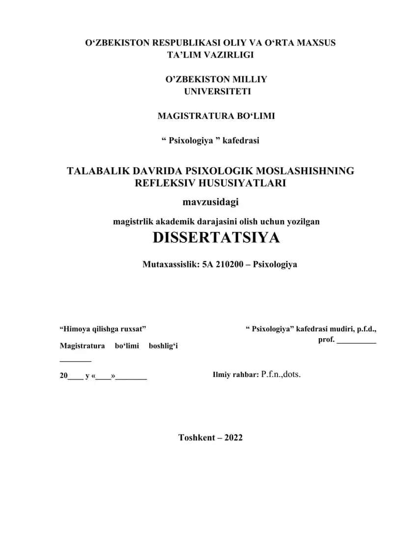 TALABALIK DAVRIDA PSIXOLOGIK MOSLASHISHNING REFLEKSIV HUSUSIYATLARI 1