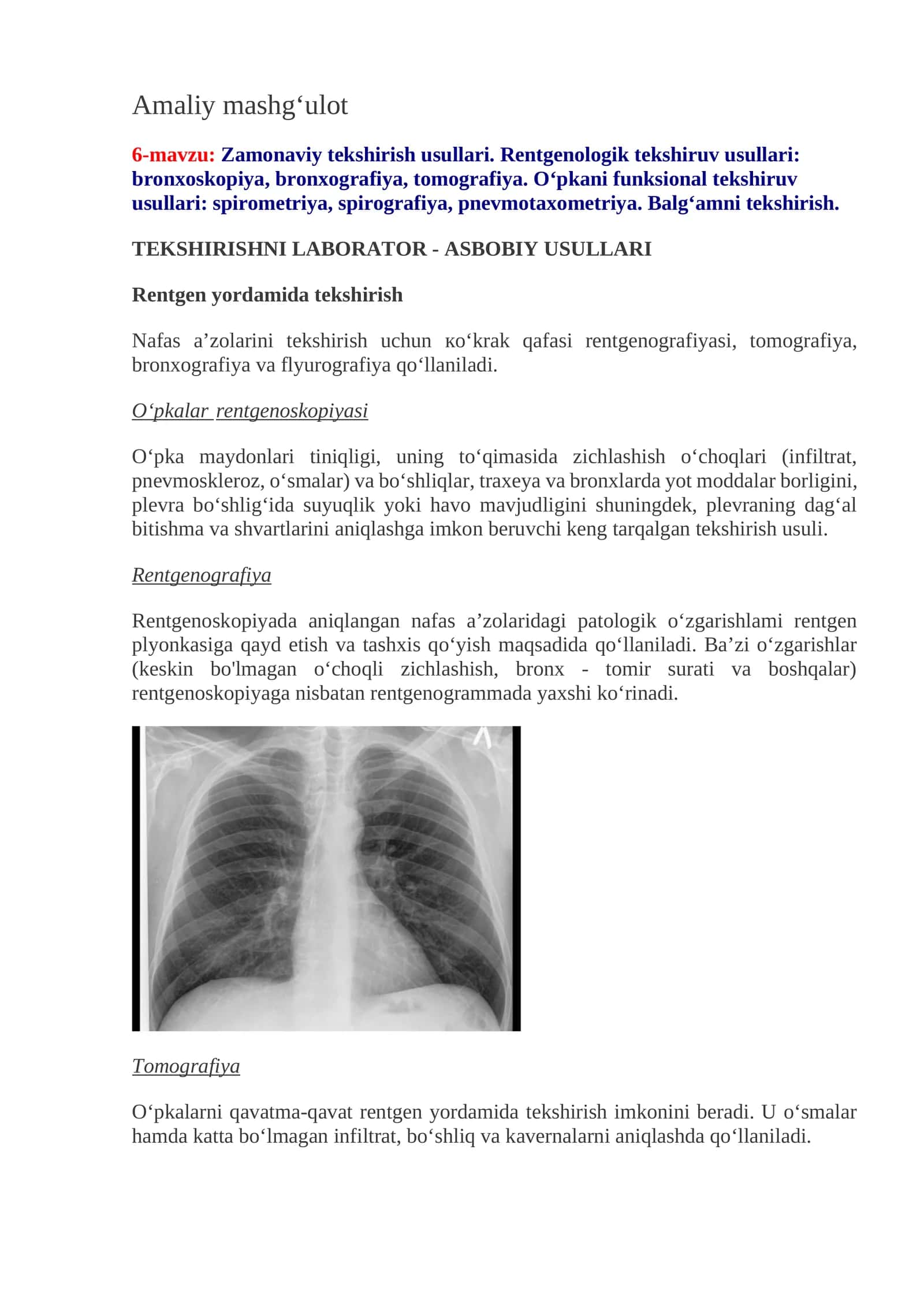 Tekshirishni laborator - Asbobiy usullari 1