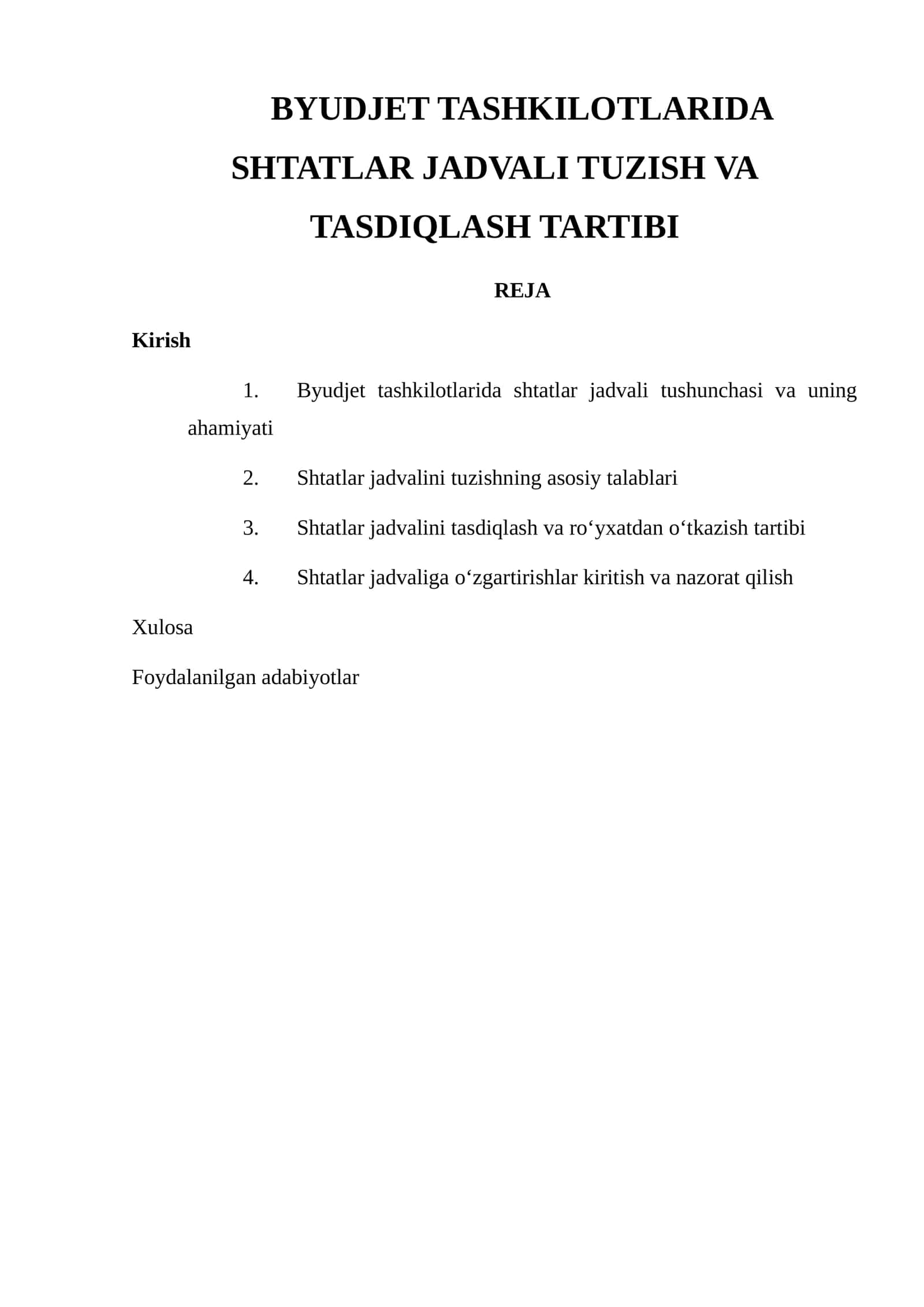 Shtatlar jadvali tuzish va tasdiqlash tartibi 1