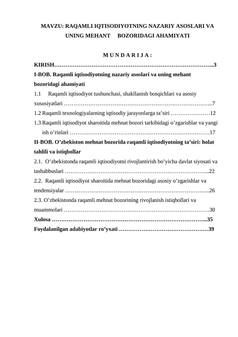 Raqamli iqtisodiyotning nazariy asoslari va uning mehant bozoridagi ahamiyati 1
