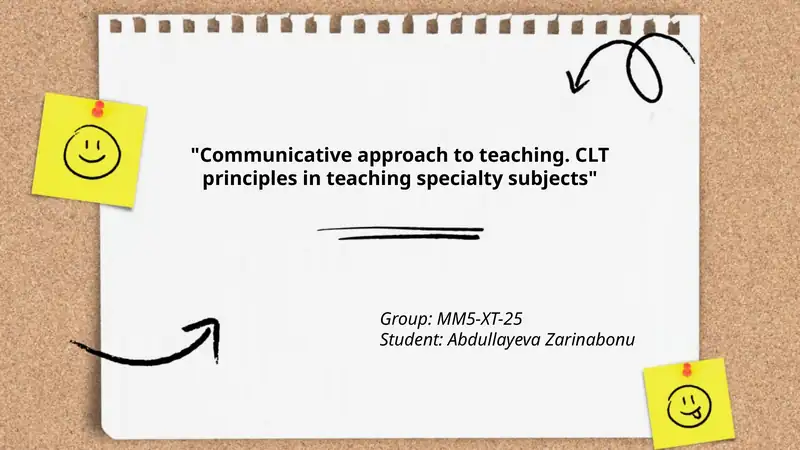 Communicative Language Teaching in Specialty Subjects 1